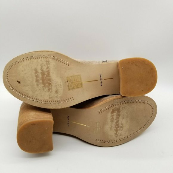 Dolce Vita Womens Tan Suede Round Toe Lace Up Block Heel Ankle Booties Size 9 - Picture 5 of 5